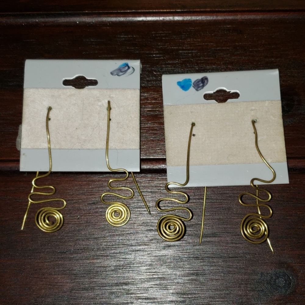 copper wire wrap Earrings. 2 pairs.